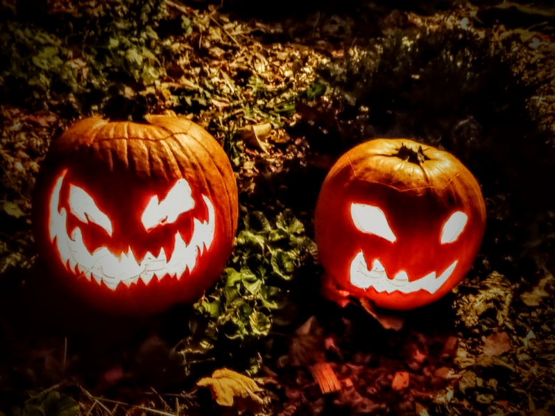 two jack-o-lanterns